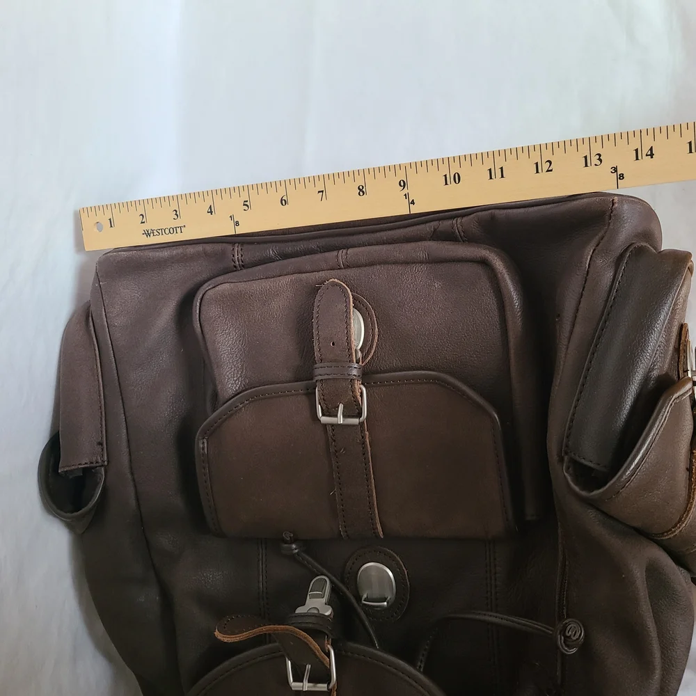 Vintage Brown Leather Backpack 90's